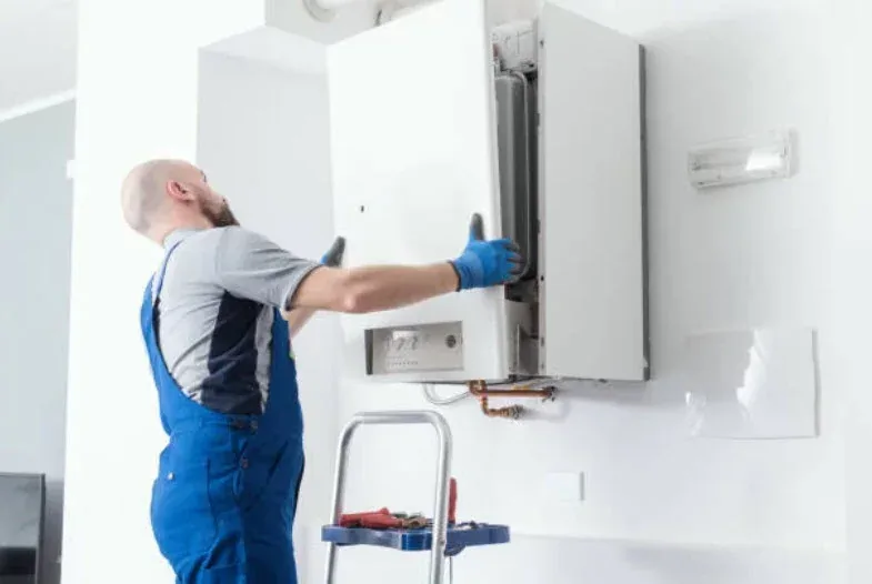 Solar and heating maintenance visit in progress